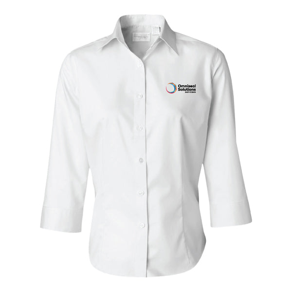 Ladies Van Heusen Easy-Care Dress Twill Long Sleeve Shirt - White - discontinued item